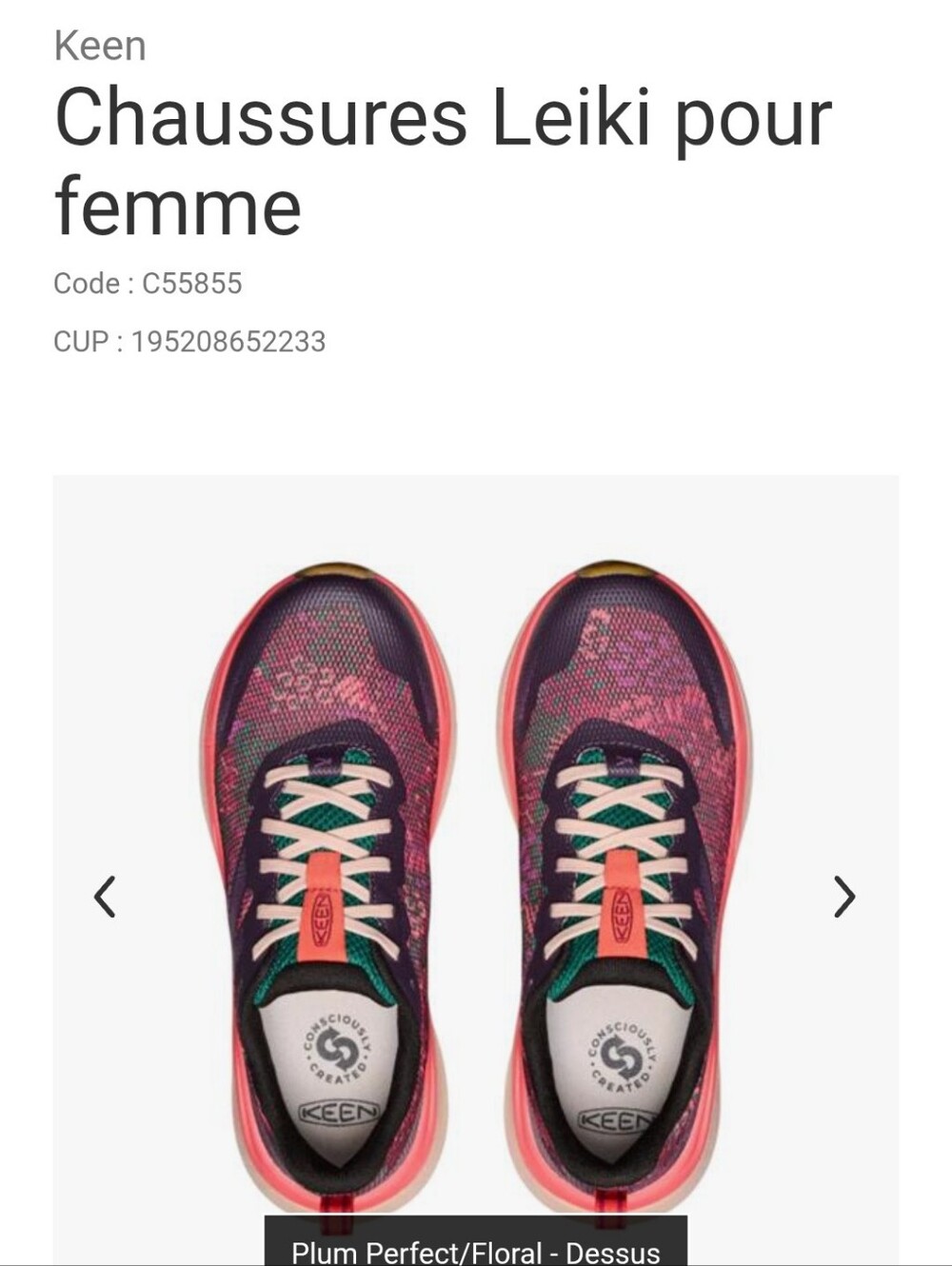 KEEN Plum Floral Lace-Up Women's Sneakers with Coral Accents